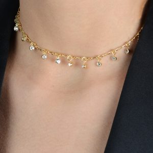 Chocker Glow With Me Dourada Pontos de Luz com Extensor