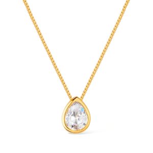 Colar Glow With Me Dourado de Gota em Zircônia